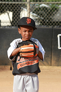 Boy Wearing Baseball Gear 